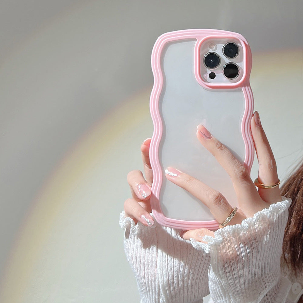 Wave Border Mobile Phone Case Solid Color Simple Candy Color Wave Border Mobile Phone Case Solid Color Simple Candy Color